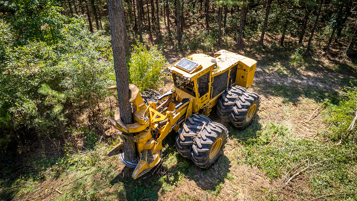 Image of a Tigercat 724G feller buncher working in the field