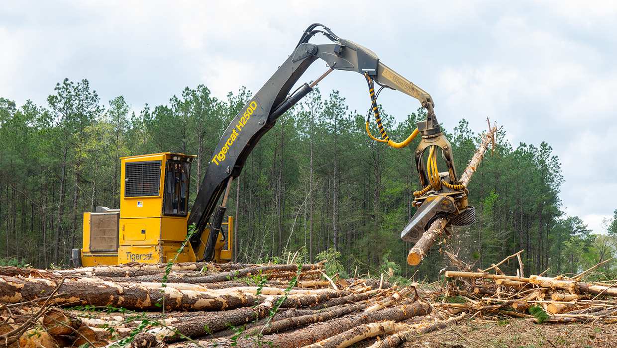 Image of a Tigercat H250D working in the field.