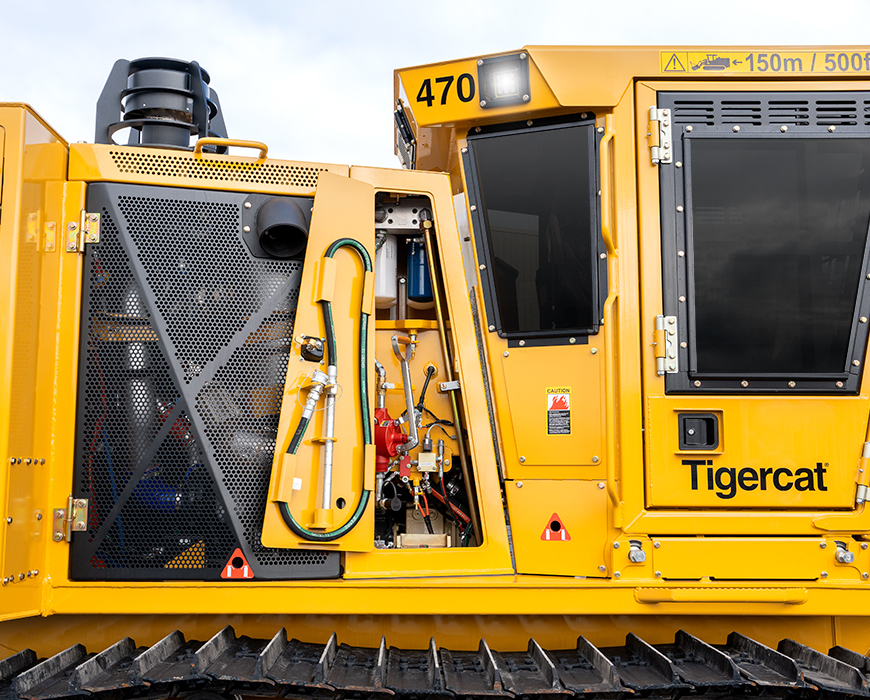 Side view of a Tigercat 470 mulcher