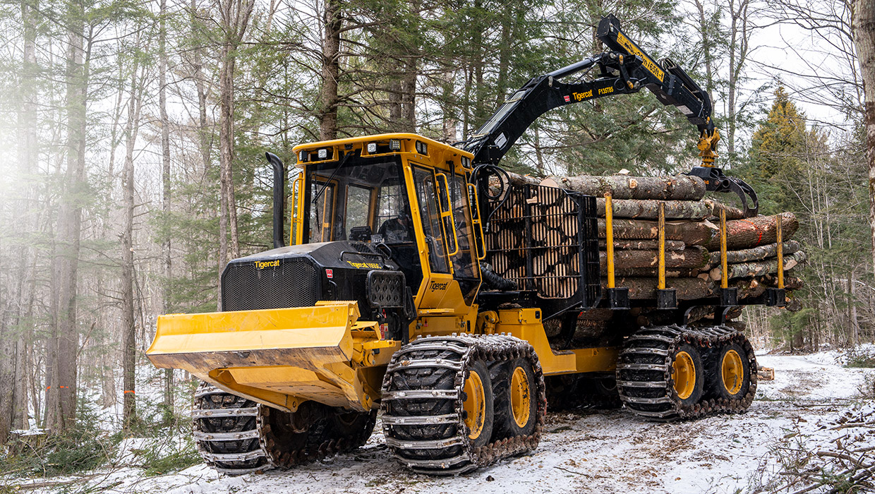 Tigercat 1055C forwarder working in the field