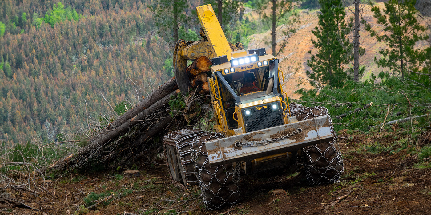 Picture of 625H skidder working steep terrain in Chile