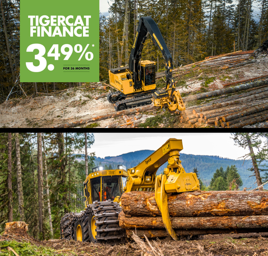 Image of tigercat machines with 3.49% Tigercat finance callout